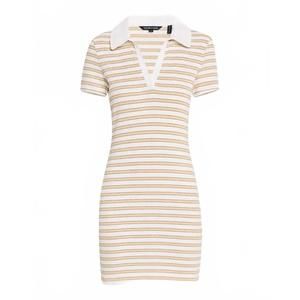NEW VERONICA BEARD bailey dress with piping in khakiwhite